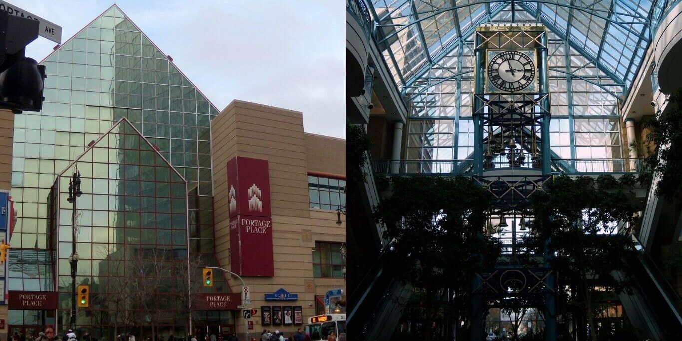 Portage Place and Clock in shopping mall